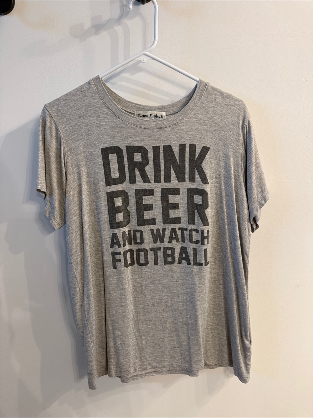 Women’s Gray Graphic short sleeve top - Drink Beer And Watch Football